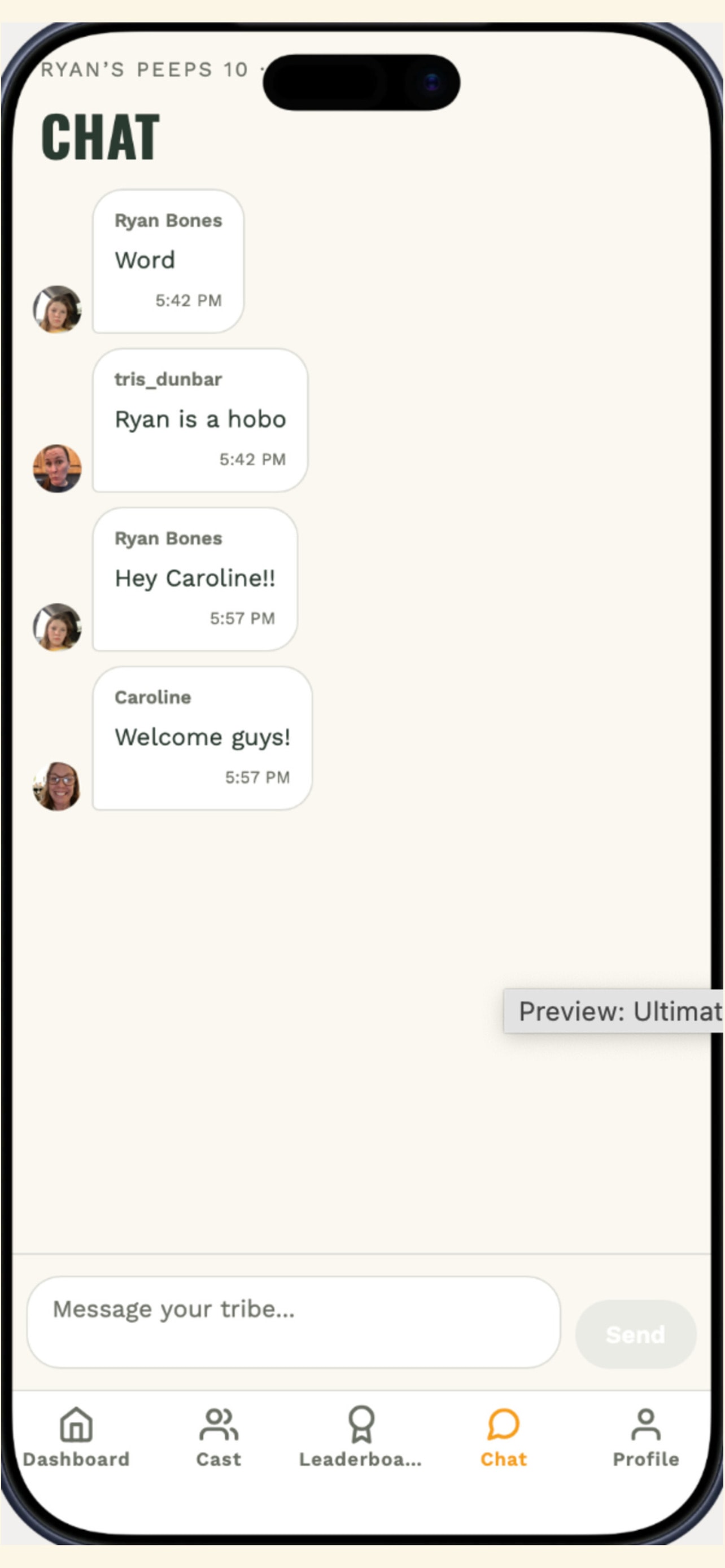 Tribe chat interface